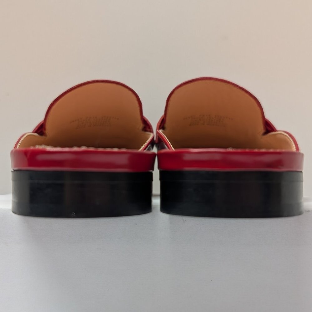 J. Crew Academy Penny-Loafer Mules in Cherry Apple Red Patent Leather - Picture 10 of 16